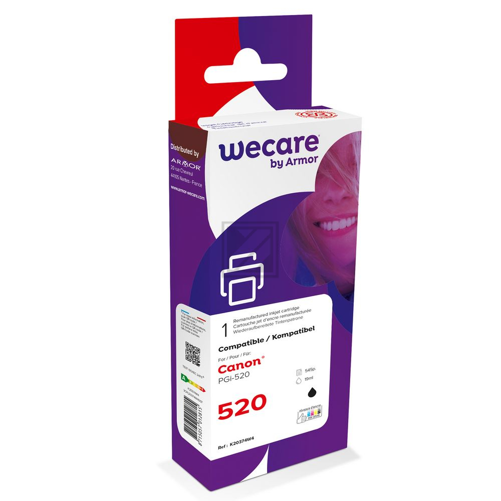 WECARE Tinte rebuilt schwarz PGI-520BKWE zu Canon PIXMA MP 980 19ml WECARE Tinte rebuilt schwarz PGI-520BKWE zu Canon PIXMA MP 980 19ml