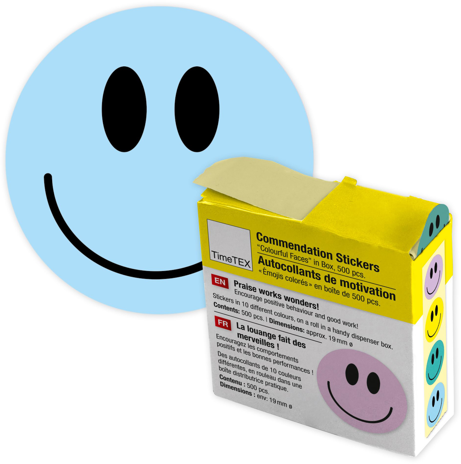 TIMETEX Belobigungs-Aufkleber 62765 Gesichter bunt 500 Stück