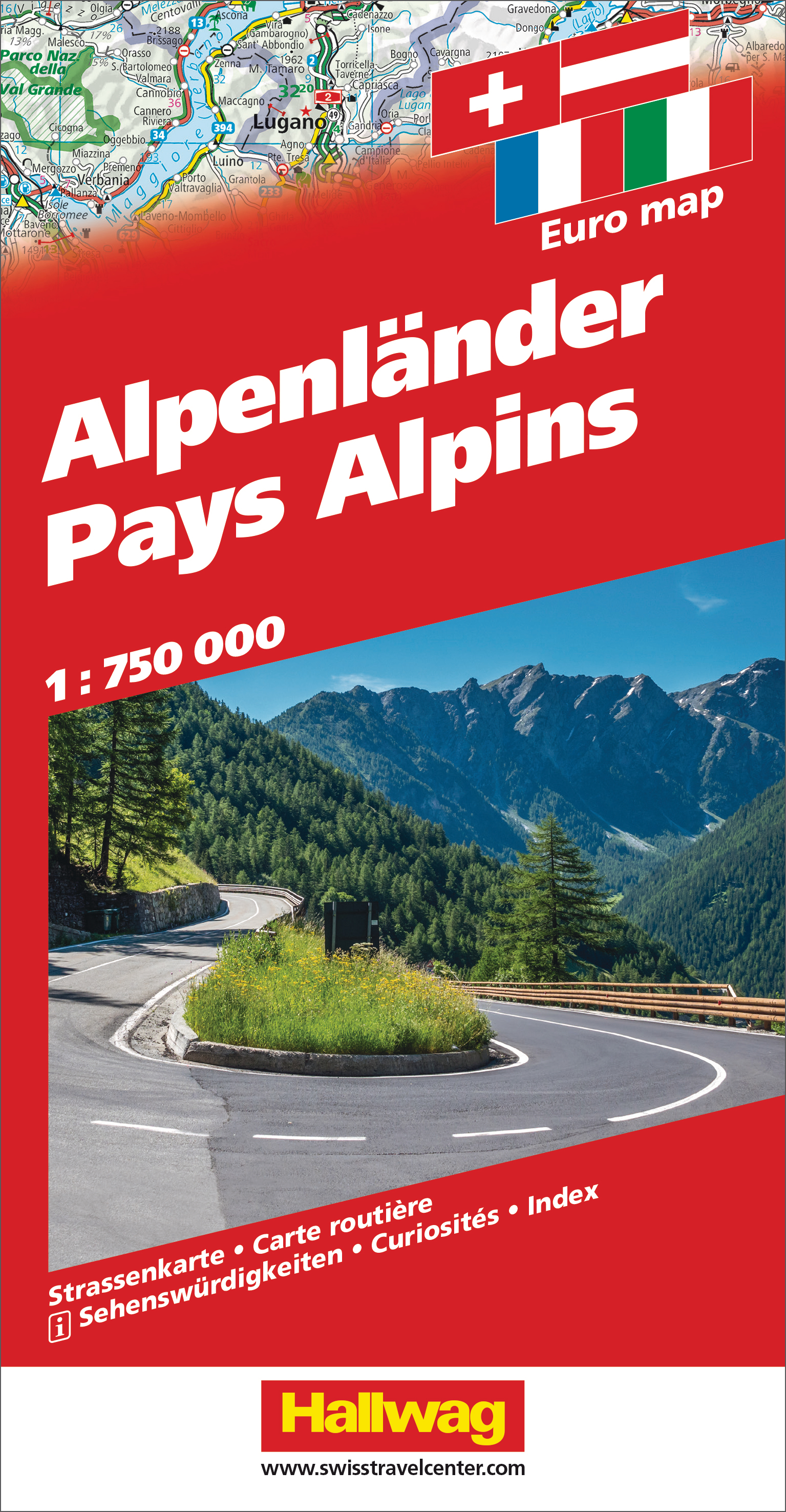 HALLWAG Strassenkarte 3-8283-1060- Alpenländer 1:750'000